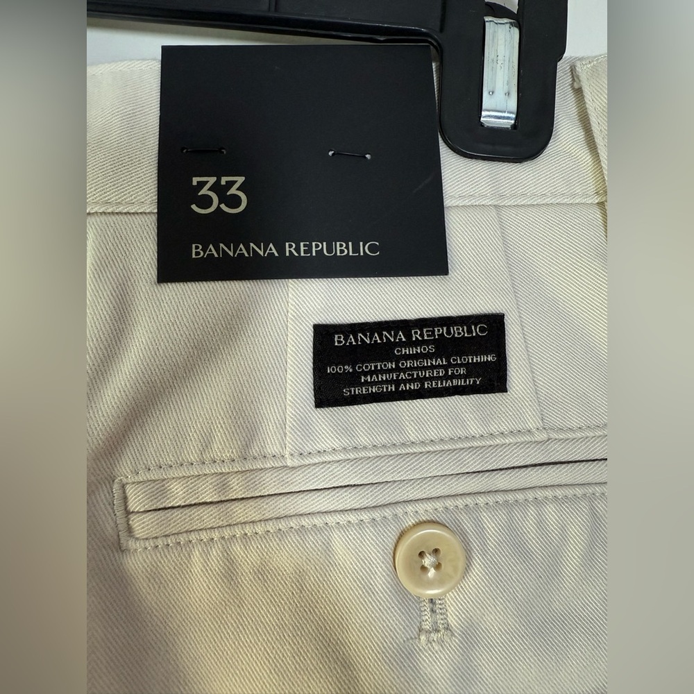 New! Banana Republic Men’s Flat Front Chino Shorts 100% Cotton Tan Khaki Size 33 - Picture 6 of 6